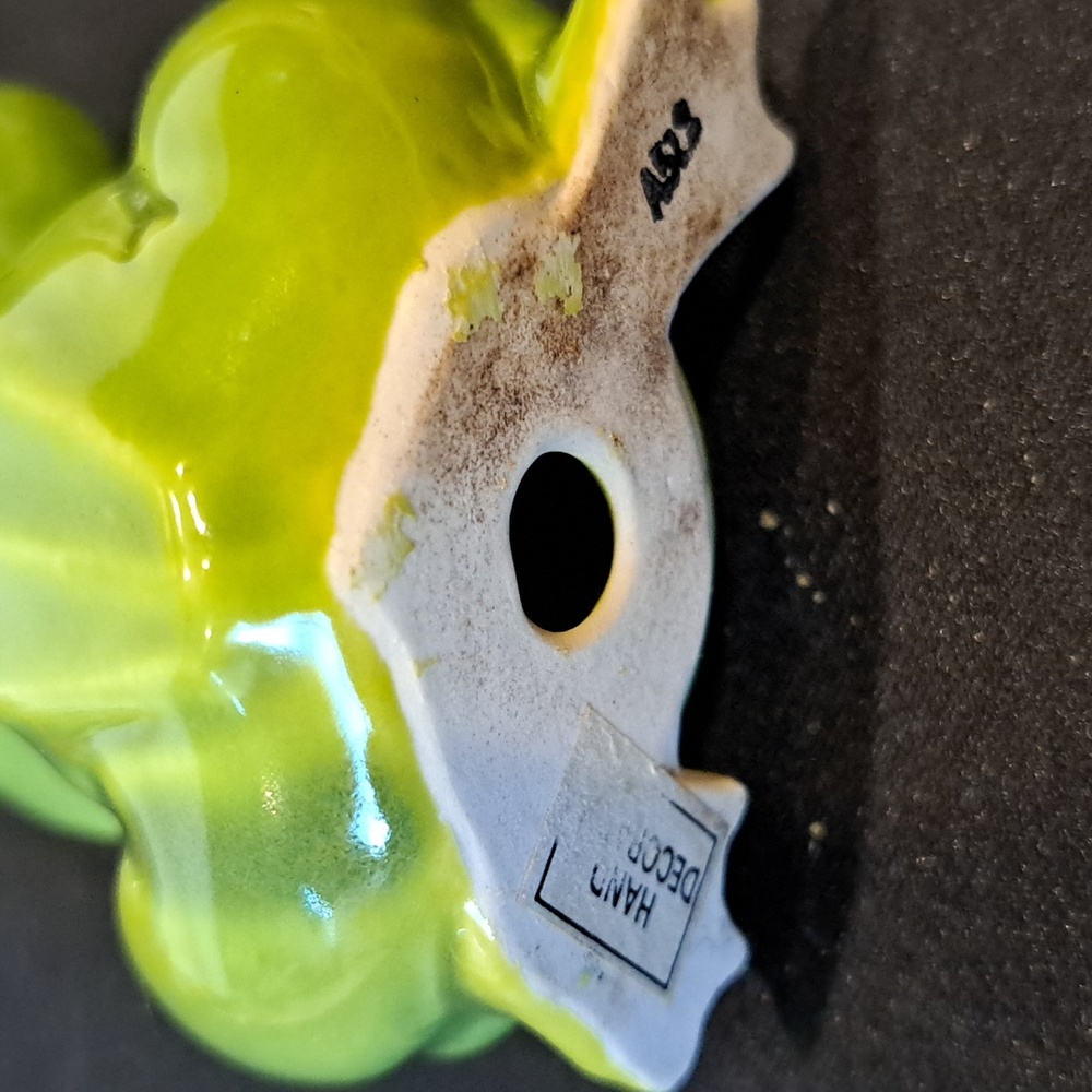 Vtg Anthropomorphic Ceramic Frog Figurine. Grn Glaze. 1970's Japan - Picture 5 of 5